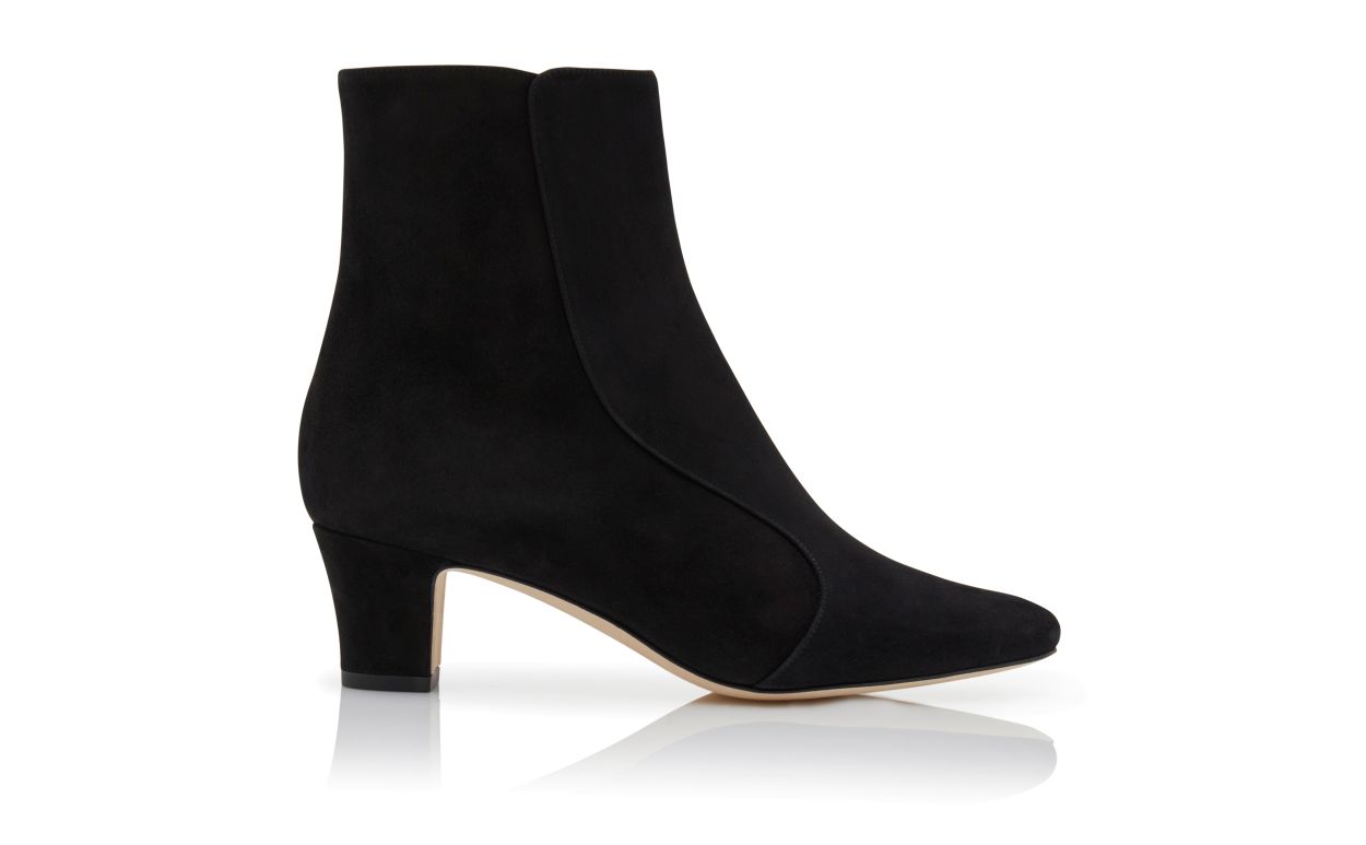 Black Suede Round Toe Ankle Boots