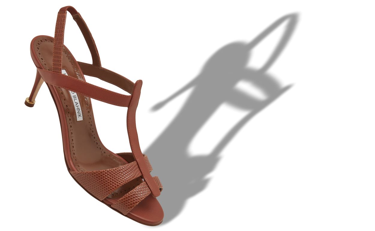 Brown Calf Leather T-Bar Sandals
