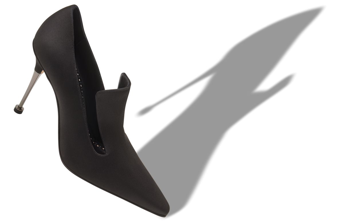 Black Satin Instep Detail Pumps