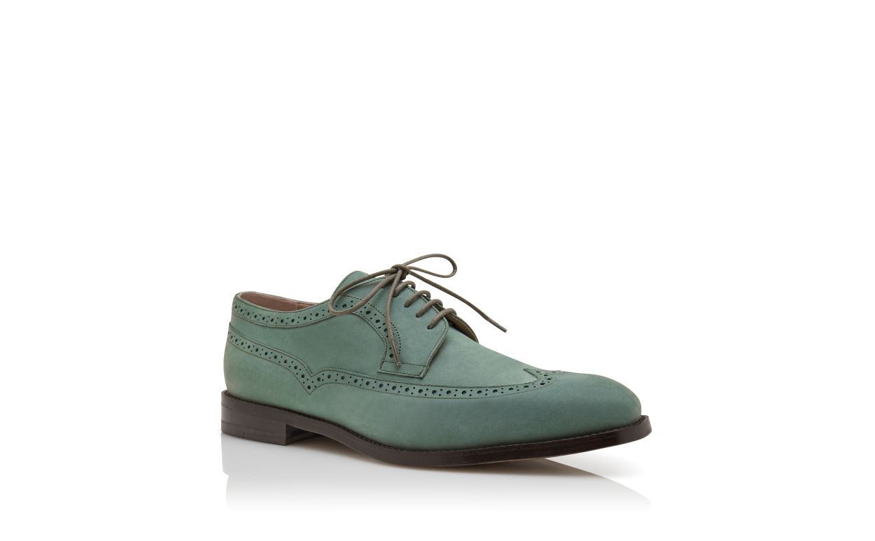 Dark Green Suede Lace-Up Oxfords