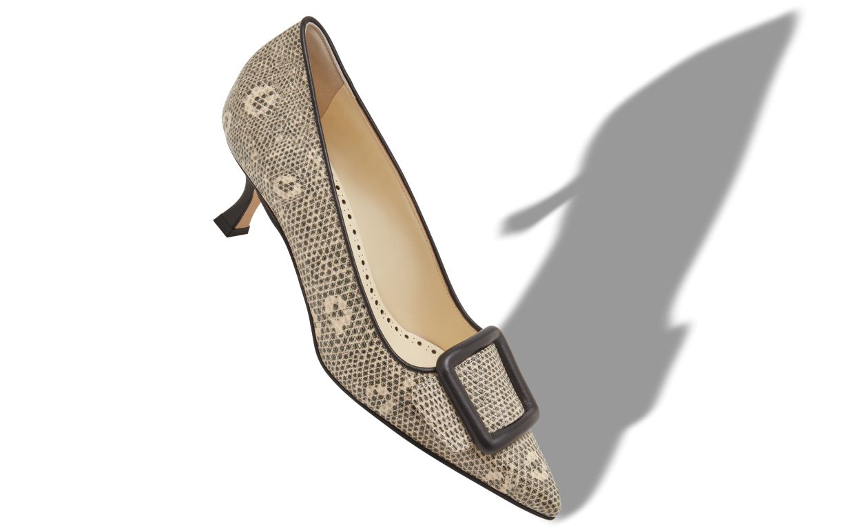Lizard Print Calf Leather Pumps