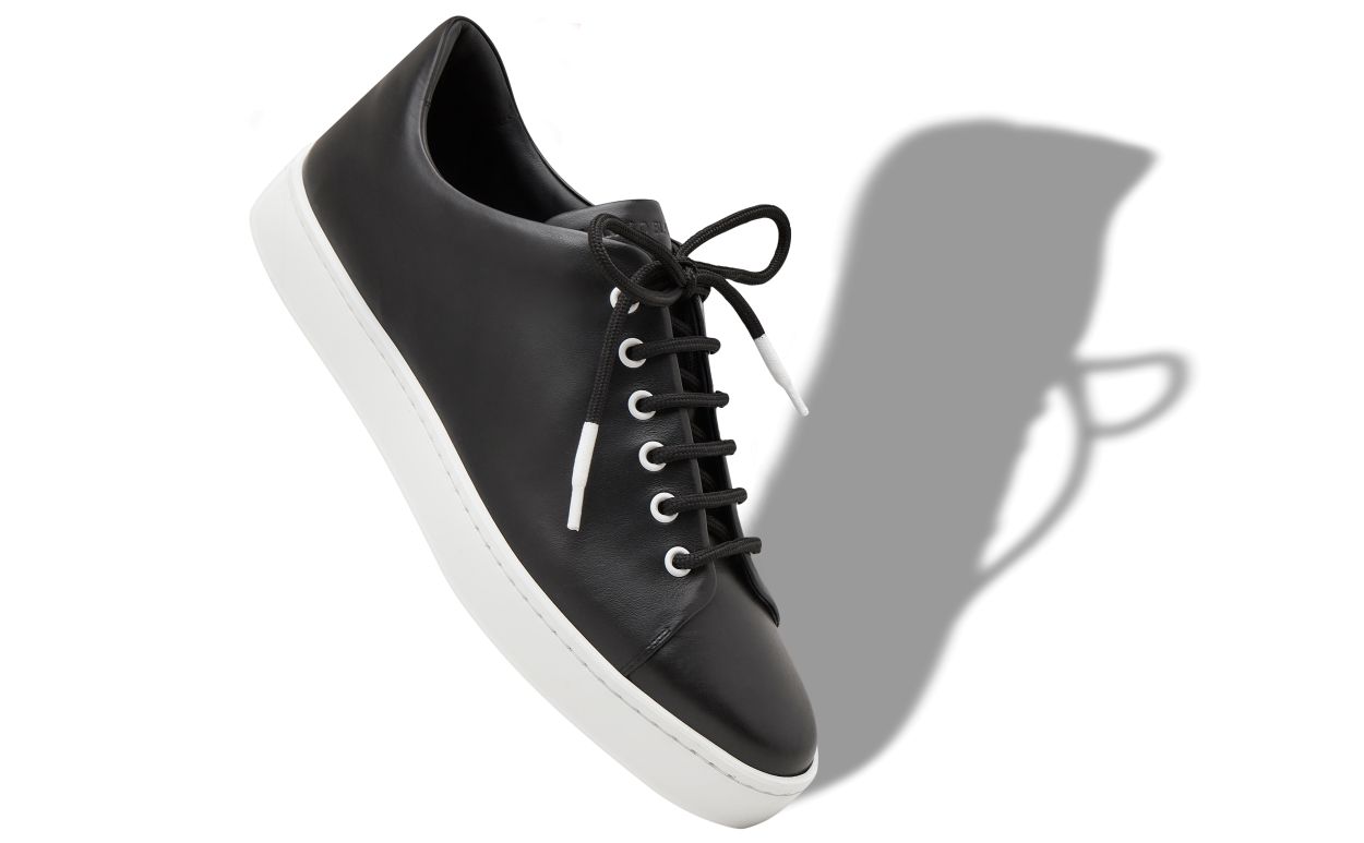 Black Calf Leather Low Cut Sneakers