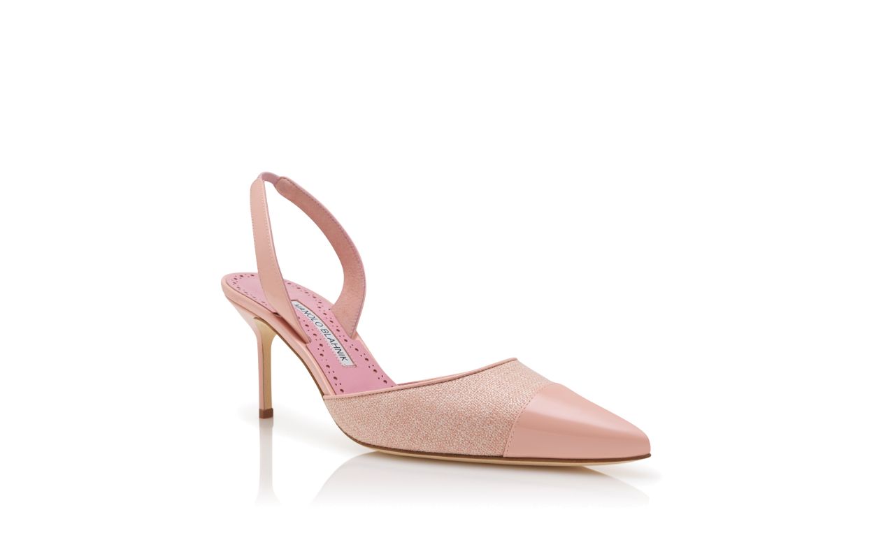 Light Pink Linen Slingback Pumps