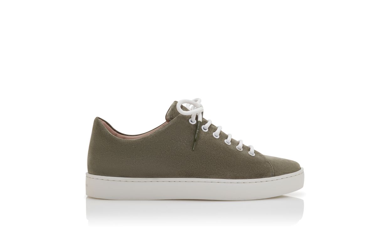 Khaki Suede Lace-Up Sneakers