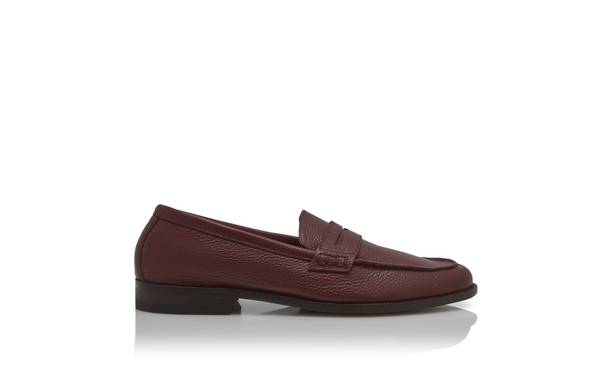 Dark Red Calf Leather Penny Loafers