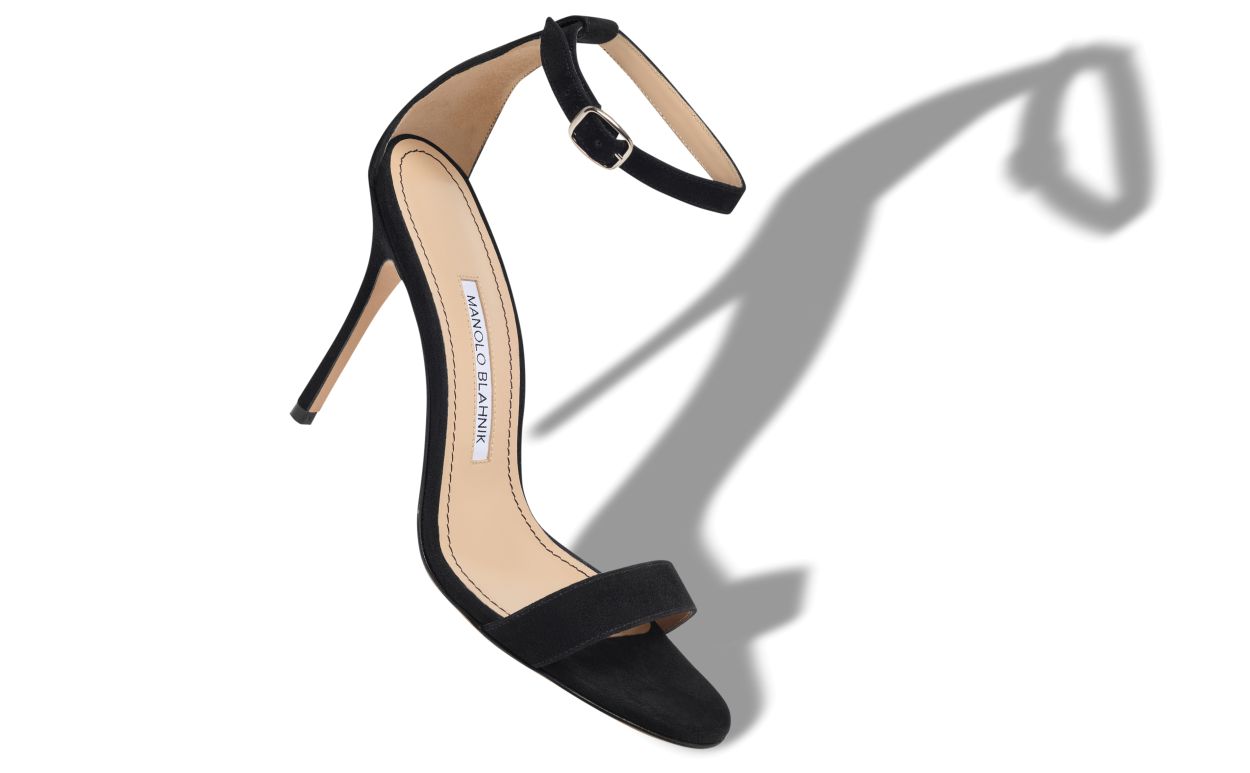 Black Suede Ankle Strap Sandals