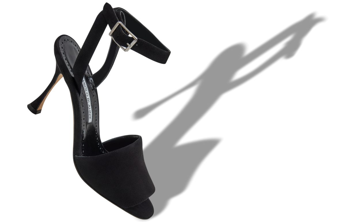 Black Suede Ankle Strap Sandals