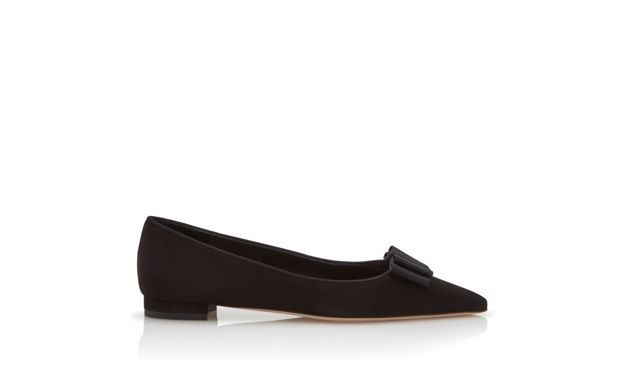 Black Suede Bow Detail Ballerina Flats