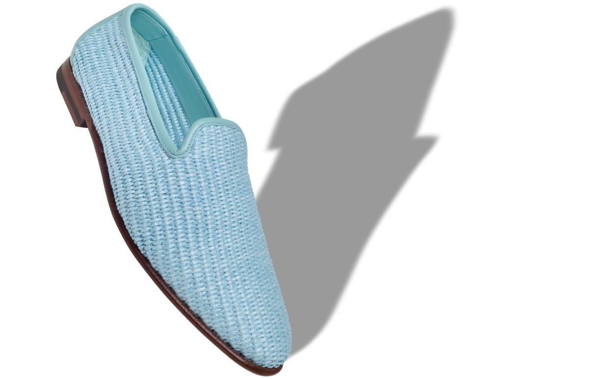 Light Blue Raffia Loafers Light Blue Raffia Loafers