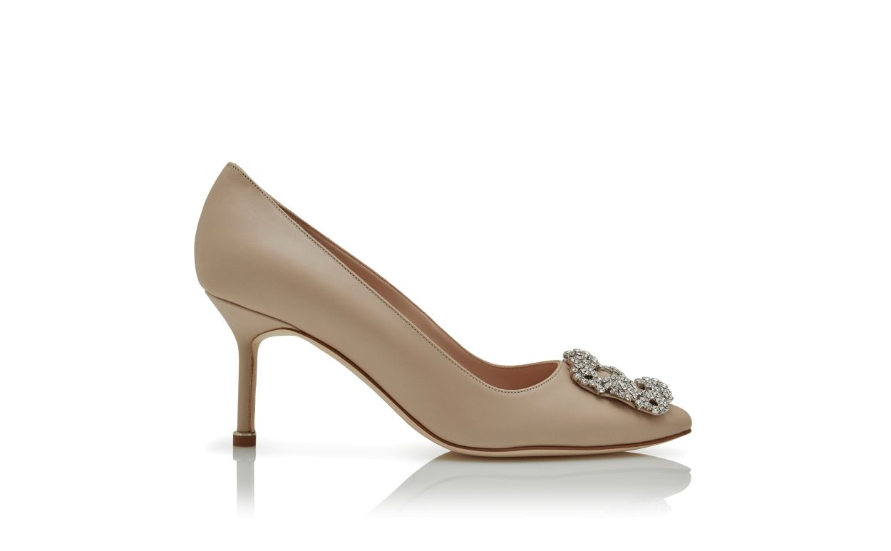 Light Beige Calf Leather Jewel Buckle Pumps Light Beige Calf Leather Jewel Buckle Pumps