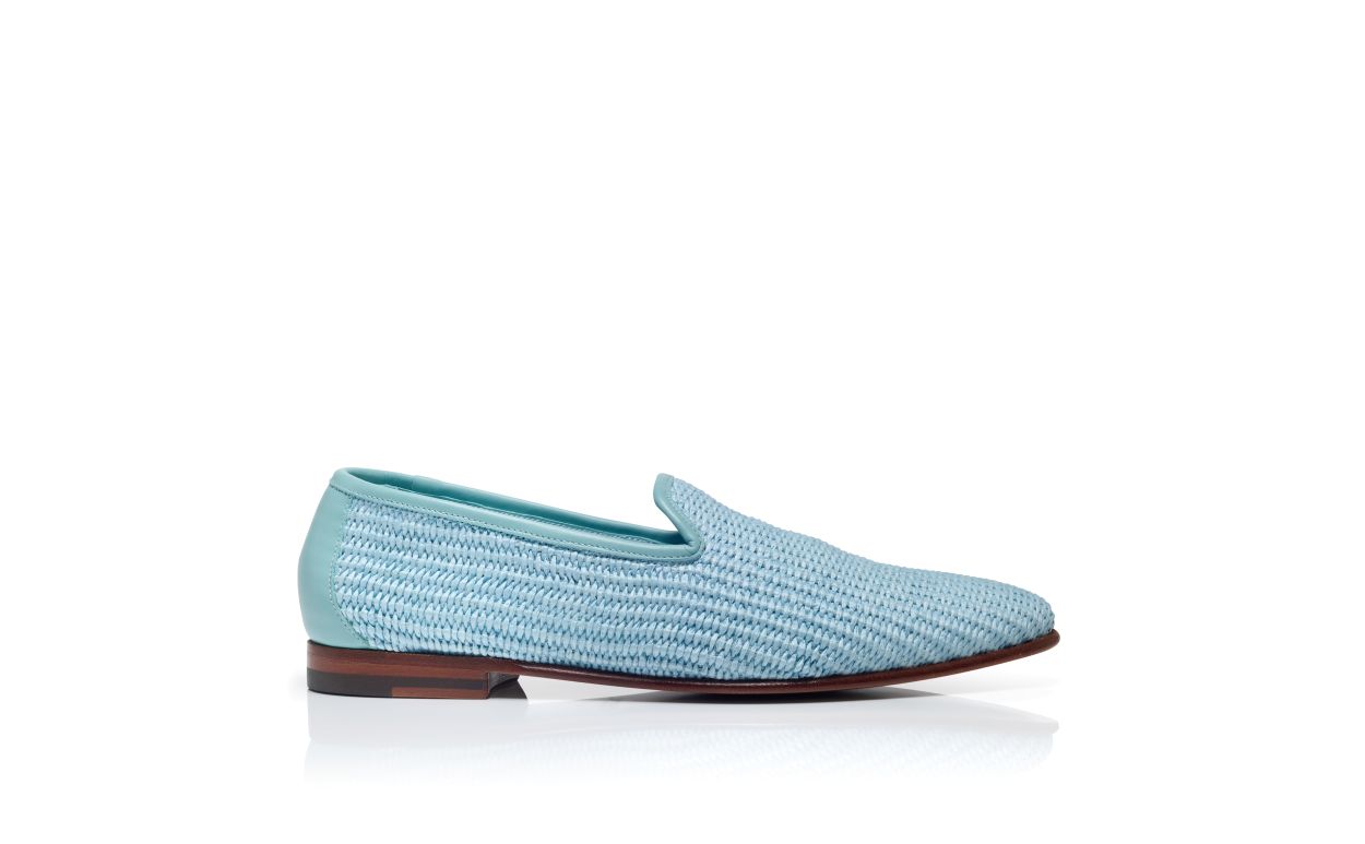 Light Blue Raffia Loafers