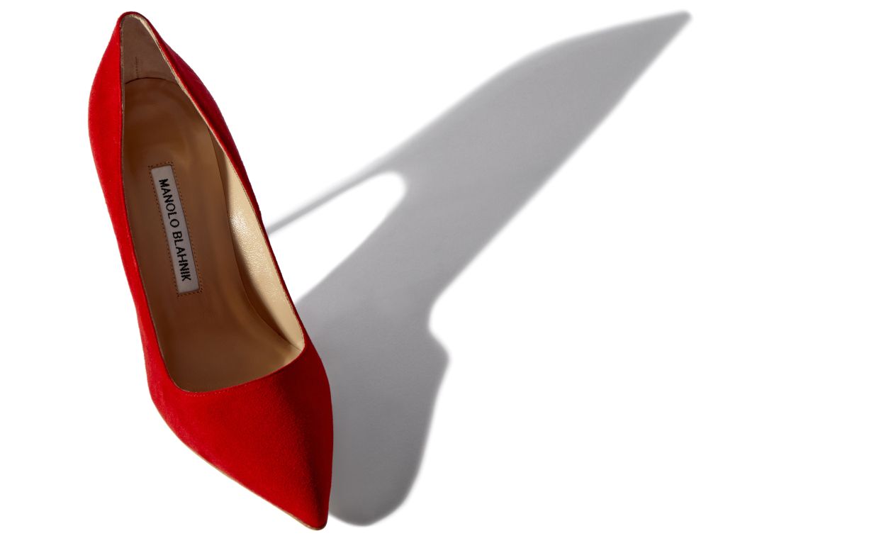 Red Suede Pointed Toe Pumps
