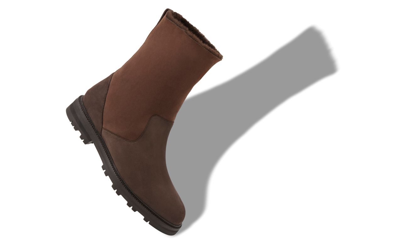 Dark Brown Suede Mid Calf Boots