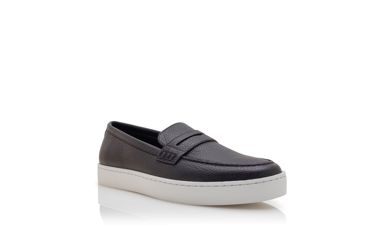 Black Calf Leather Slip-On Loafers