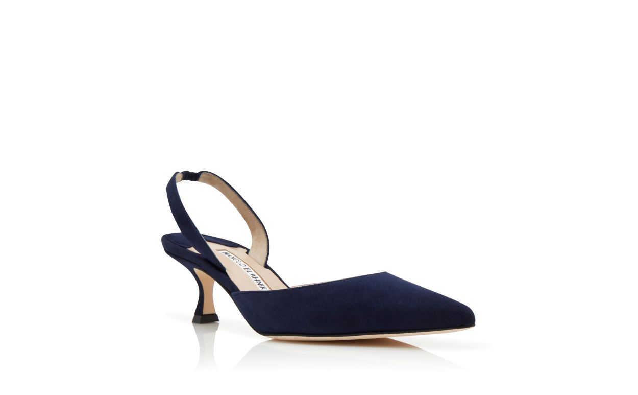 Navy Blue Suede Slingback Pumps