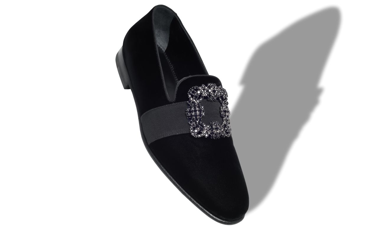 Black Velvet Jewel Buckle Loafers Black Velvet Jewel Buckle Loafers