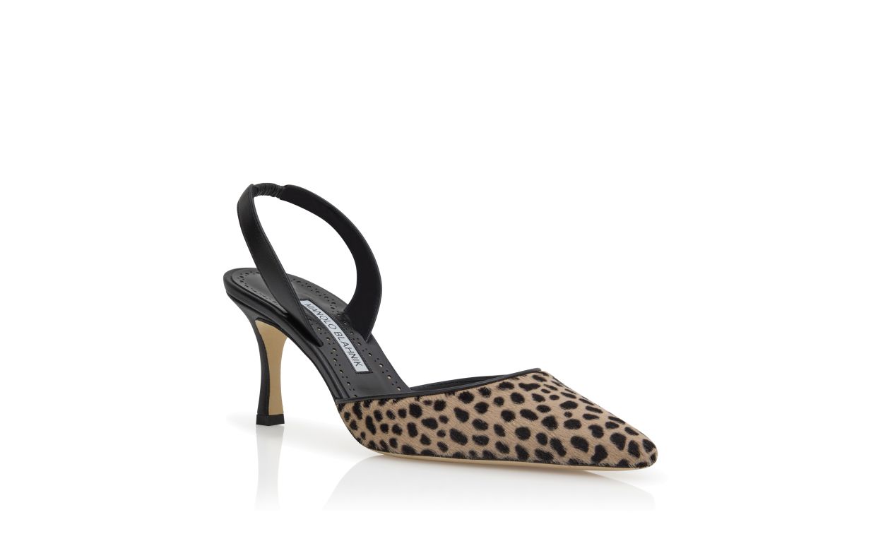Animal Print Calf Hair Slingback Pumps