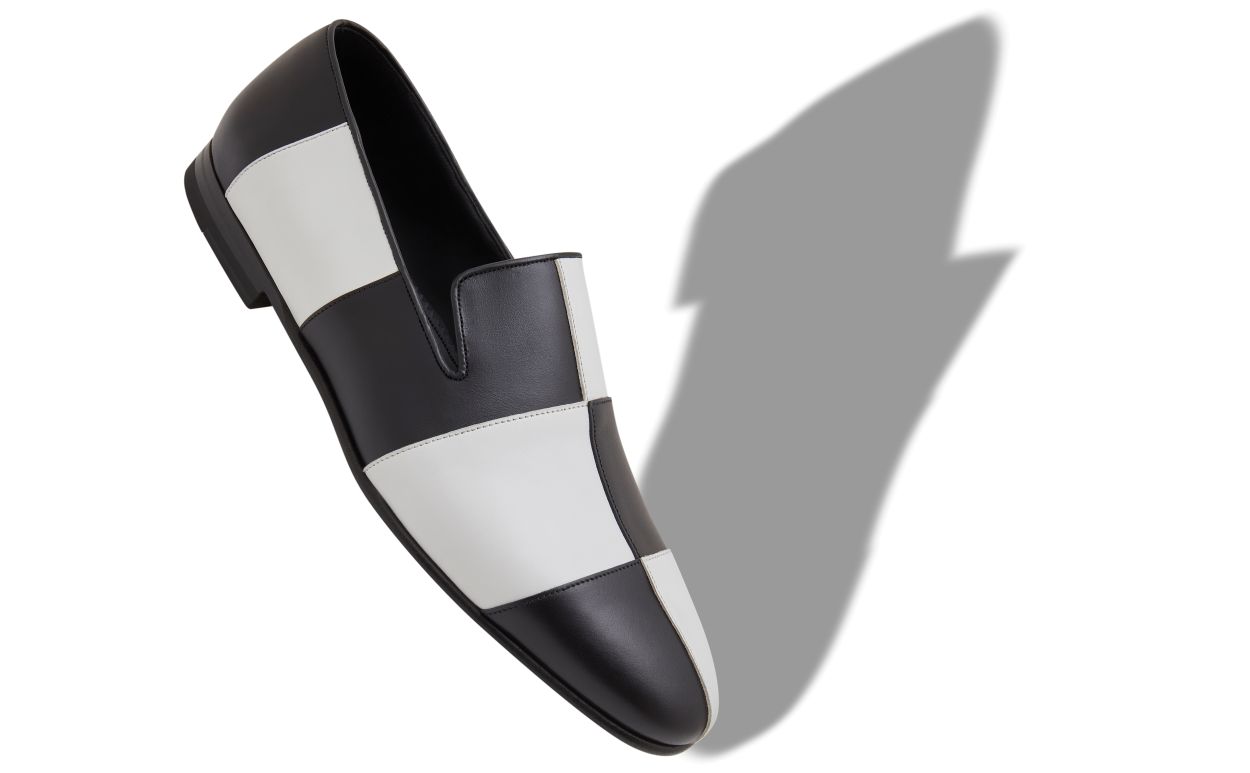 Black and White Calf Leather Loafers