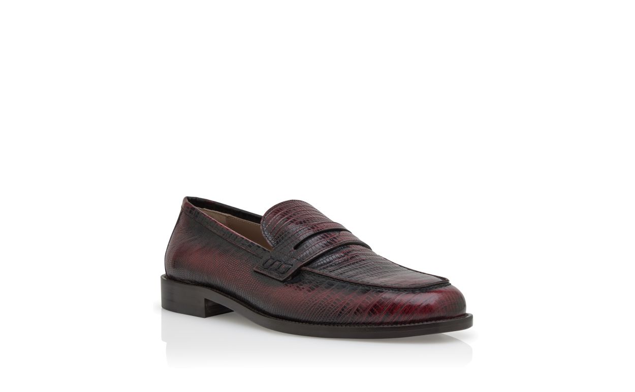 Dark Red Calf Leather Penny Loafers