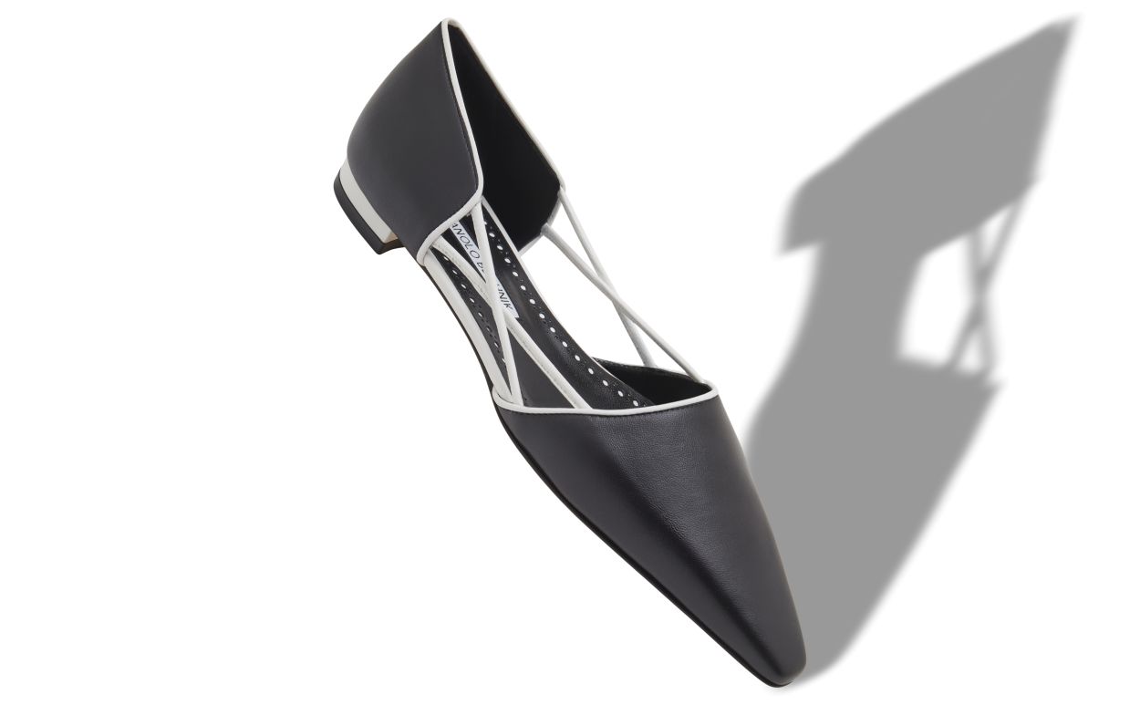 Black Nappa Leather Flat Pumps