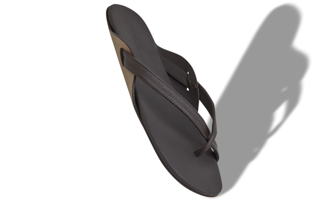 Dark Brown Calf Leather Crossover Sandals