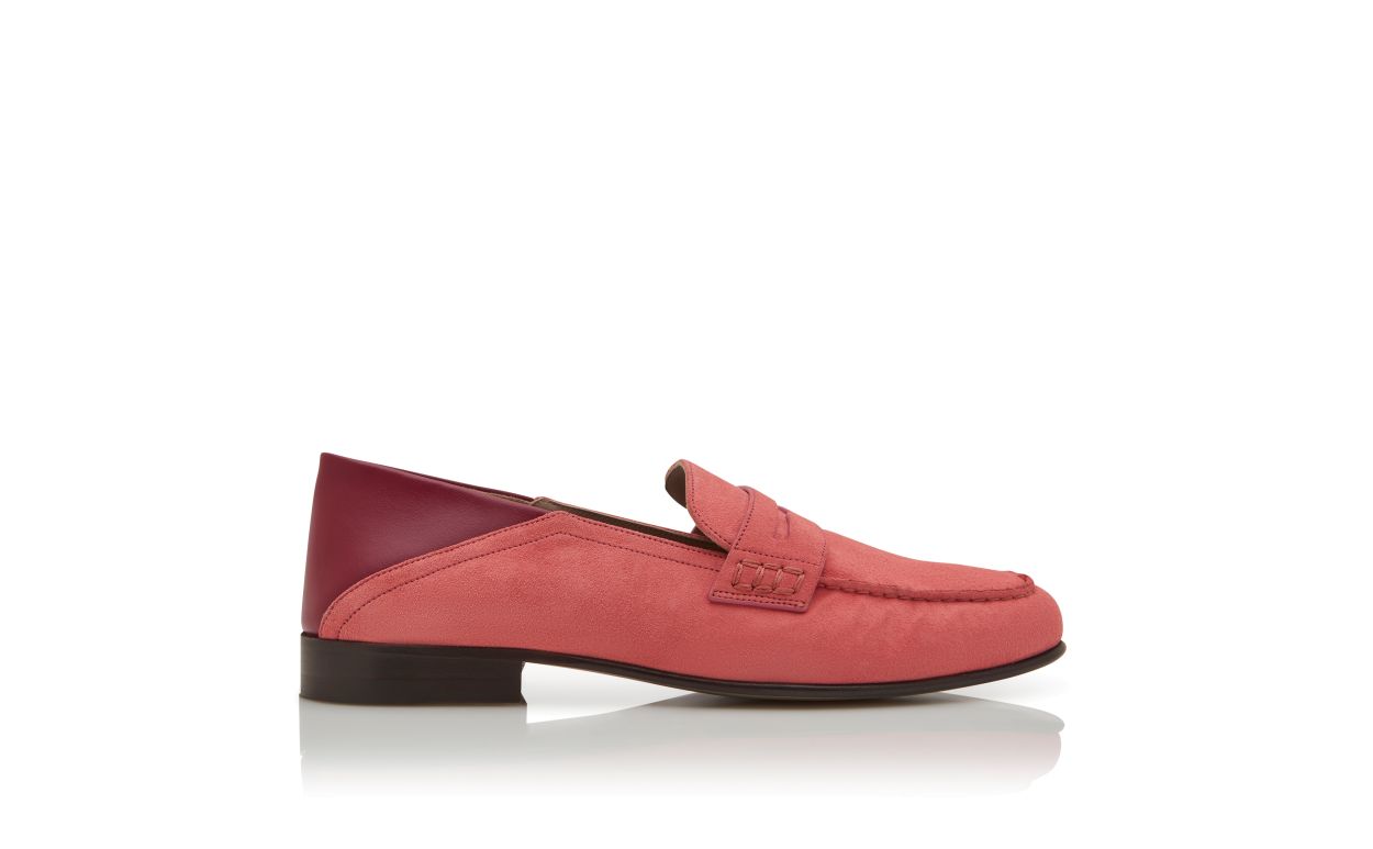 Pink Suede Penny Loafers