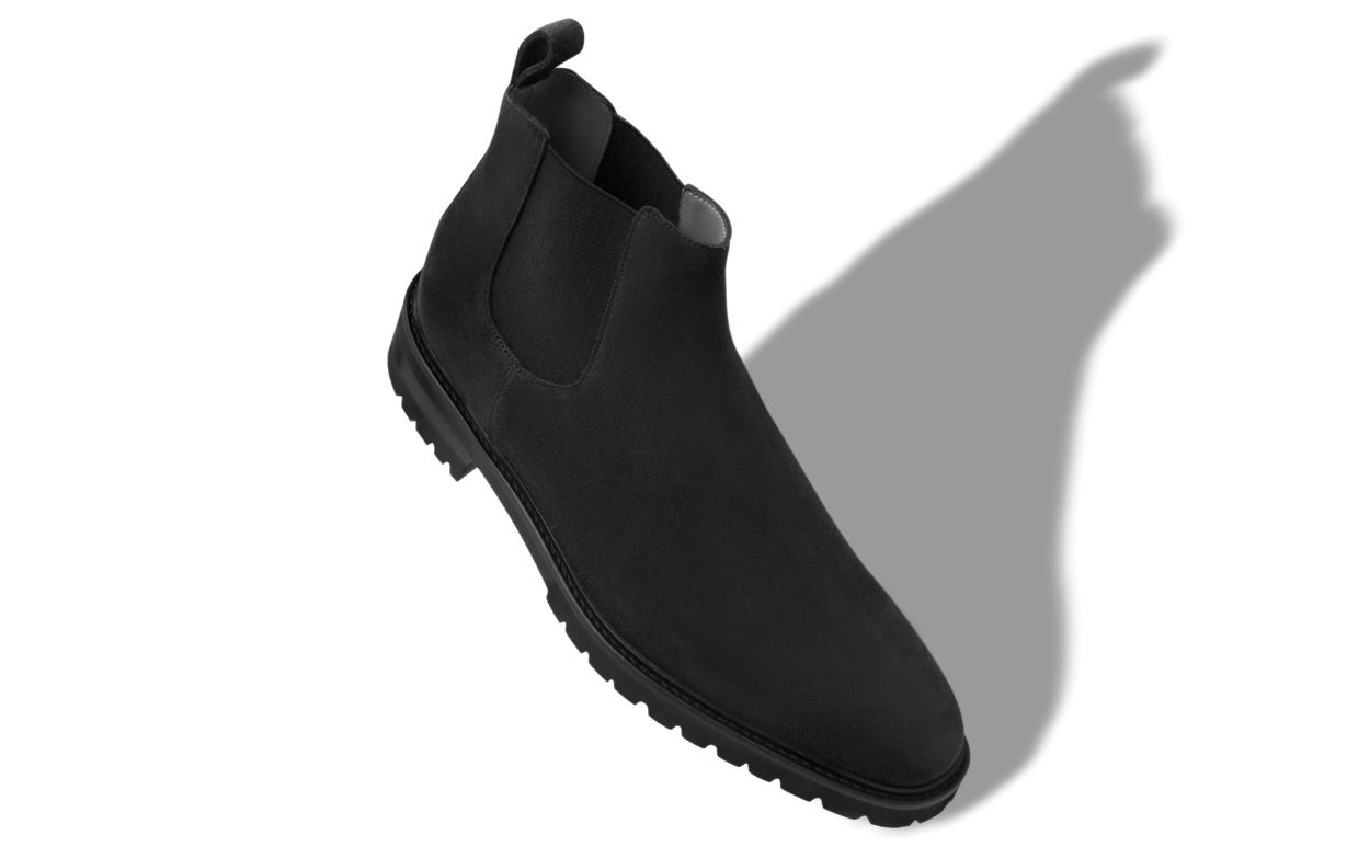 Black Calf Suede Chelsea Boots