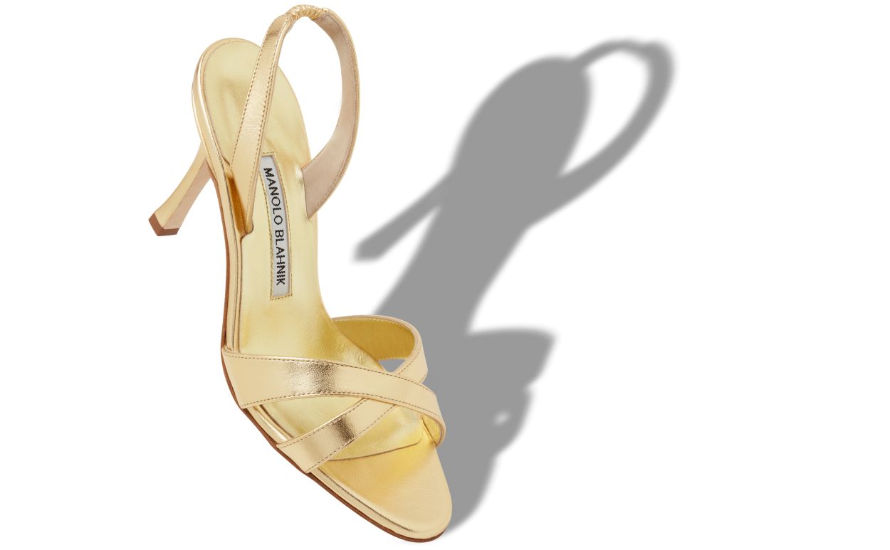 Gold Nappa Leather Slingback Sandals