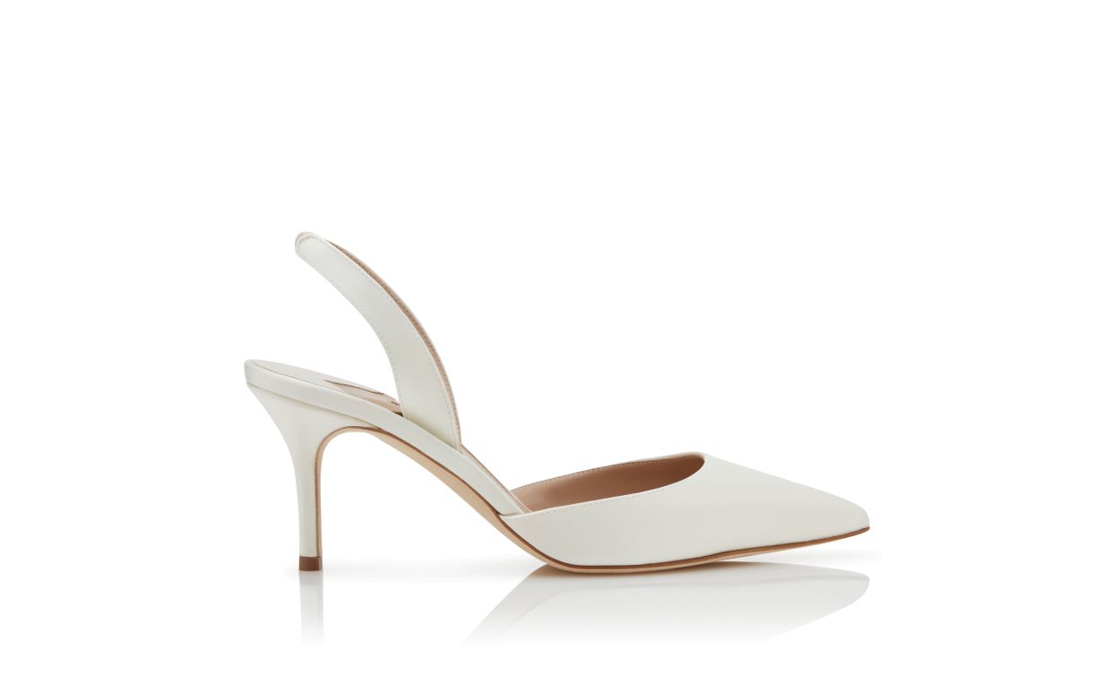 Light Cream Satin Slingback Pumps