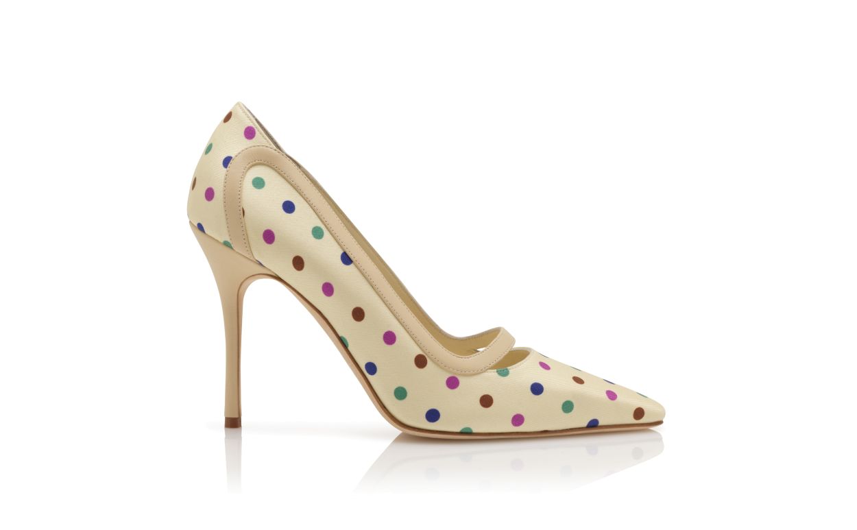 Cream Silk Polka Dot Detail Pumps