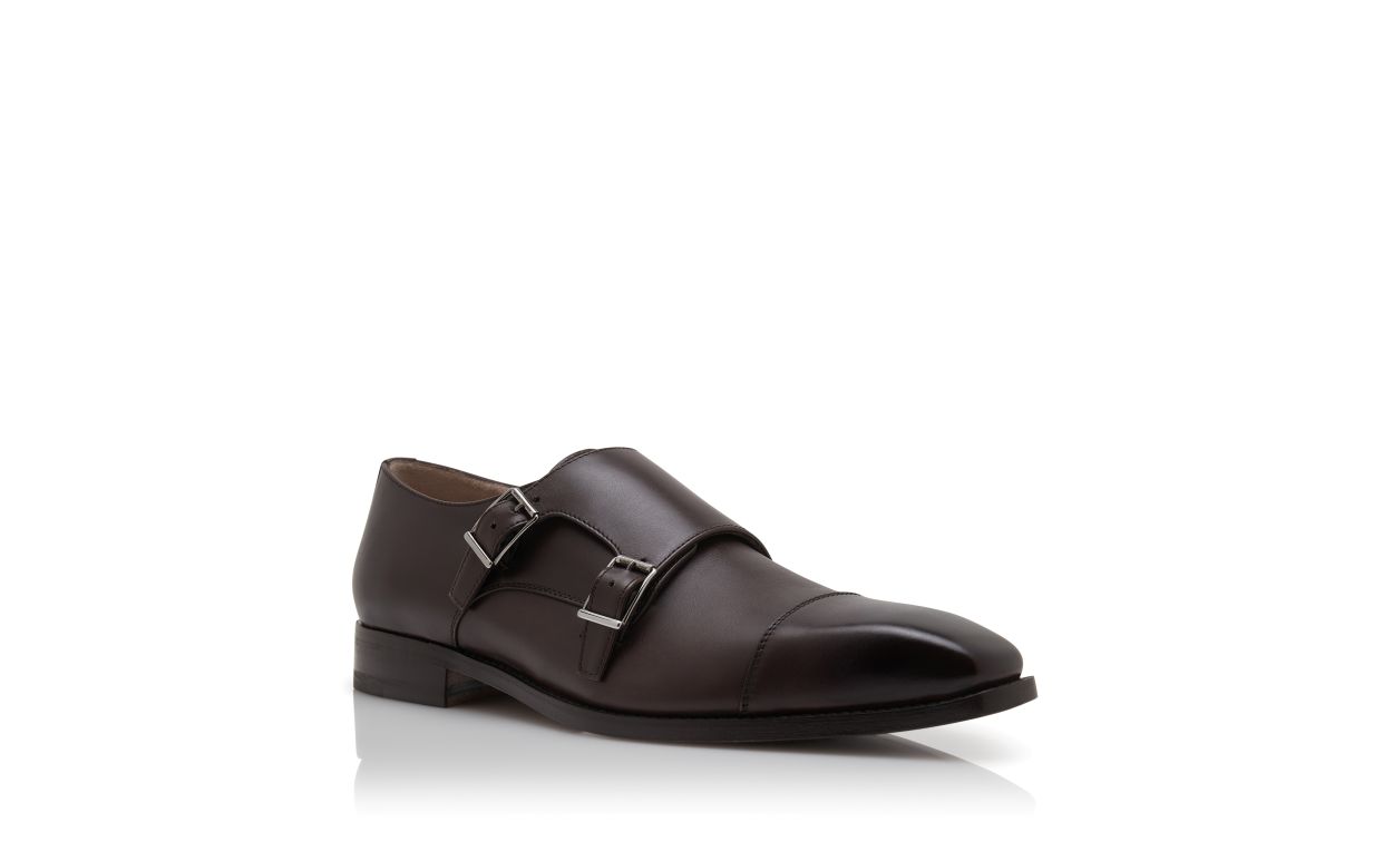 Dark Brown Calf Leather Monk Strap Shoes