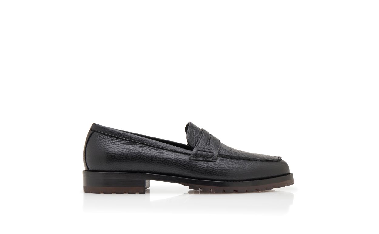 Black Calf Leather Penny Loafers