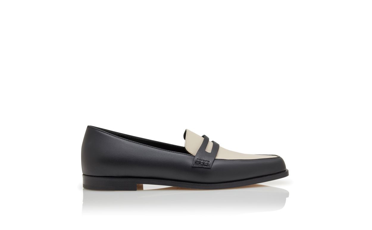 Black and Cream Calf Leather Loafers