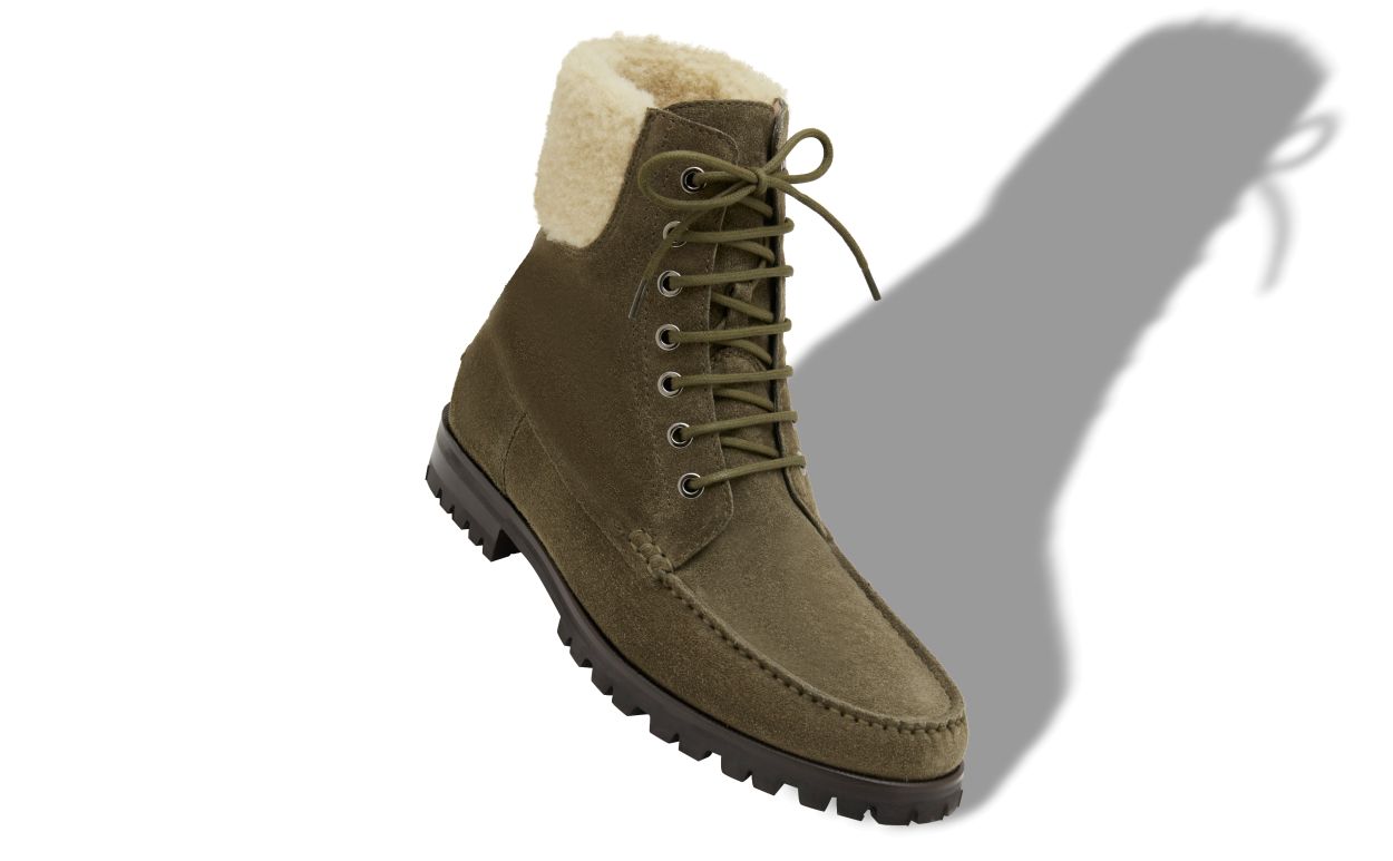 Dark Green Suede Ankle Boots